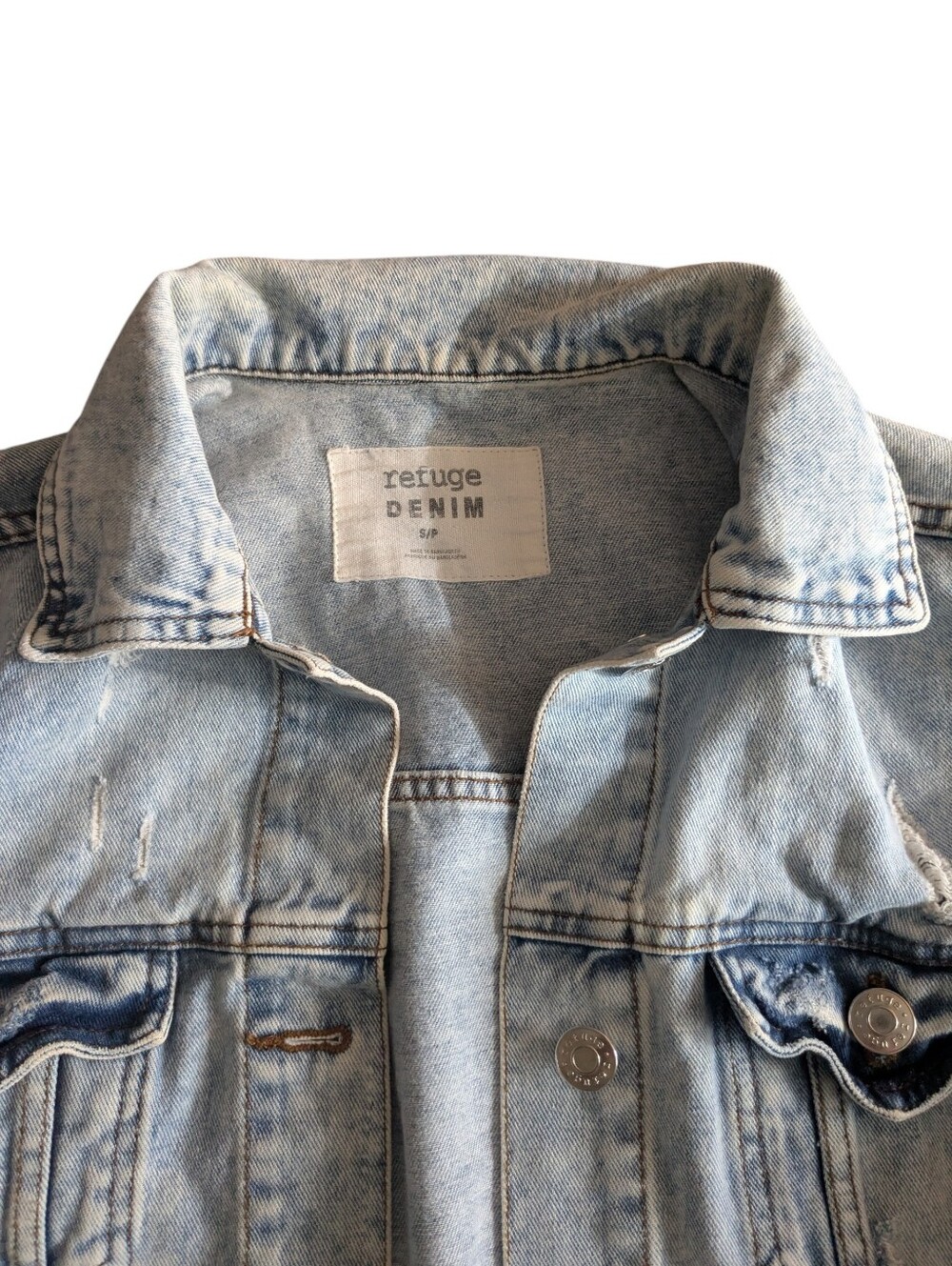 Light Wash Distressed Denim Jacket - Women's Casual Jacket - Picture 12 of 12